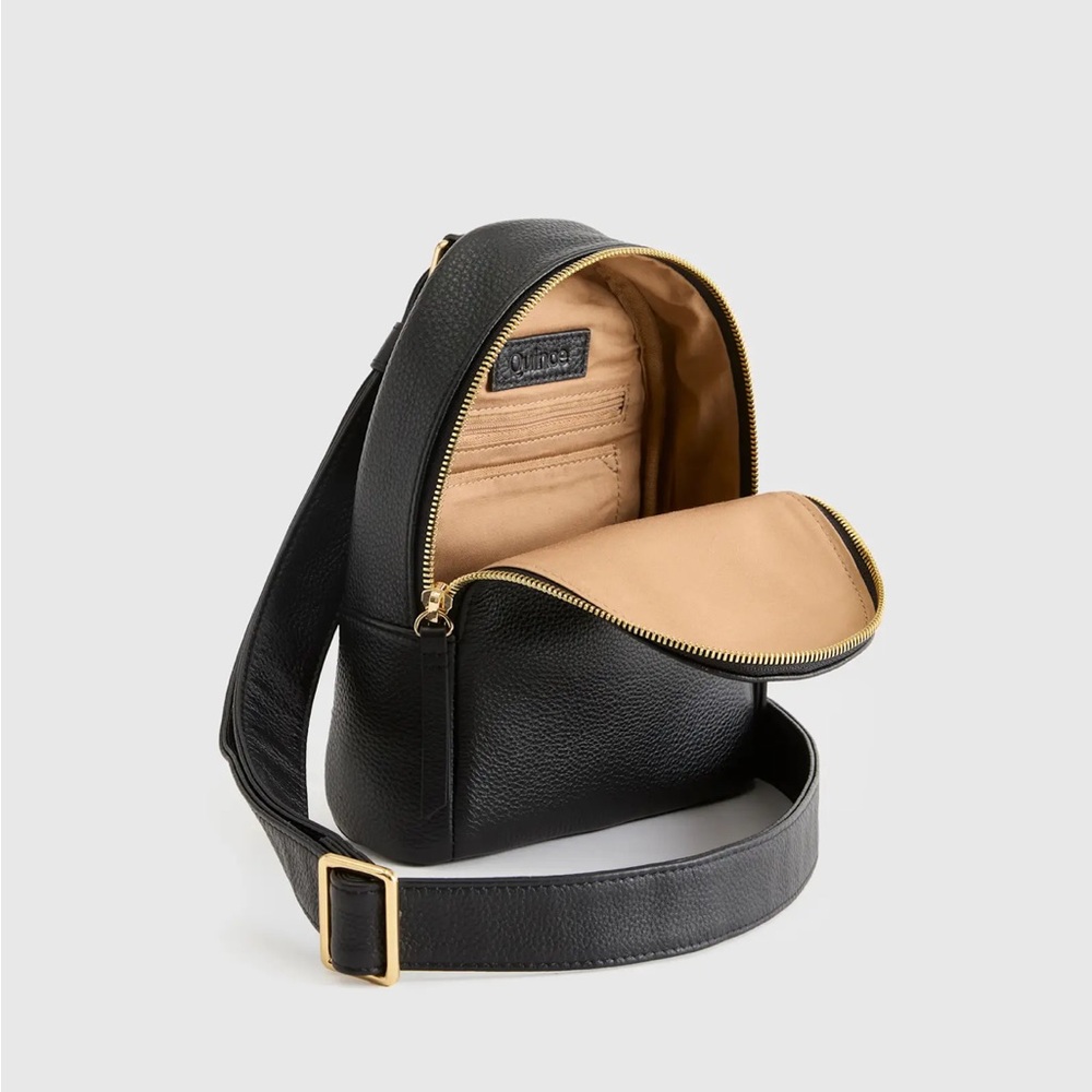 NWOT Quince Italian Leather Sling Pack Black New - Picture 3 of 15